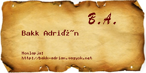 Bakk Adrián névjegykártya